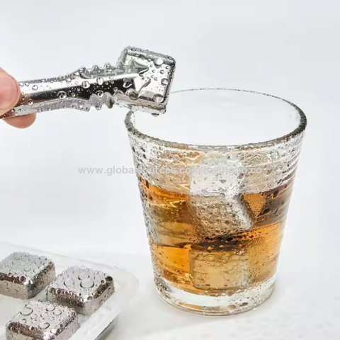 Wiederverwendbare Whisky-Kühlsteine mit individuellem Logo, 304 Edelstahl Eiswürfel, Metall Whisky Rock Stone Set für Bar Party Drink Wodka