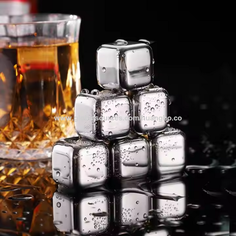 Wiederverwendbare Whisky-Kühlsteine mit individuellem Logo, 304 Edelstahl Eiswürfel, Metall Whisky Rock Stone Set für Bar Party Drink Wodka