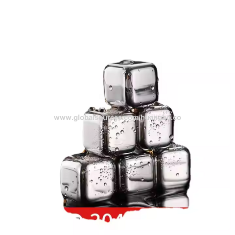 Wiederverwendbare Whisky-Kühlsteine mit individuellem Logo, 304 Edelstahl Eiswürfel, Metall Whisky Rock Stone Set für Bar Party Drink Wodka
