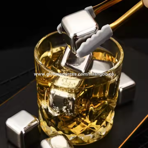 Wiederverwendbare Whisky-Kühlsteine mit individuellem Logo, 304 Edelstahl Eiswürfel, Metall Whisky Rock Stone Set für Bar Party Drink Wodka