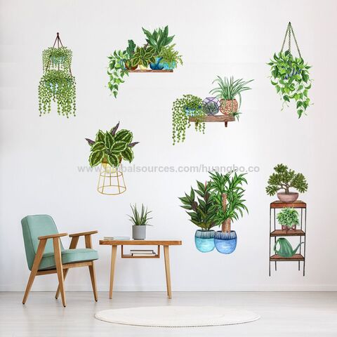 A variety of green plant wall stickers car stickers decorative stickers self-adhesive 3D three-dimensional wall paper living room