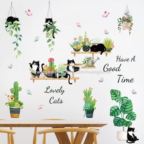 A variety of green plant wall stickers car stickers decorative stickers self-adhesive 3D three-dimensional wall paper living room
