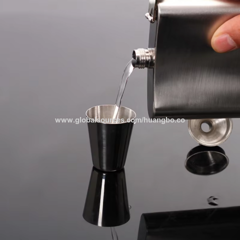 Conjunto de Presente de Cantil de Aço Inoxidável para Whisky em Estoque Para Bebidas Alcoólicas Ao Ar Livre À Prova de Vazamentos Logotipo Personalizado Cantil de Aço Inoxidável 304