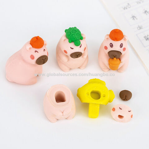 Goma de borrar con diseño de dibujos animados, práctica, venta al por mayor, material escolar para niños, migas fáciles de borrar, goma de borrar con forma de fruta