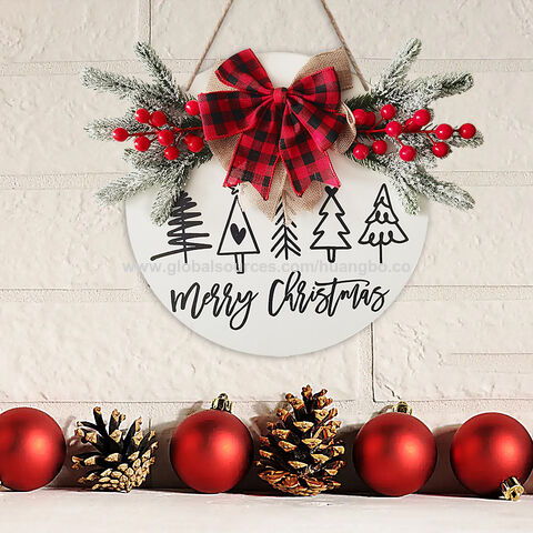 Christmas holiday decorations Christmas gloves door hanging round welcome sign Christmas party wooden door hangings