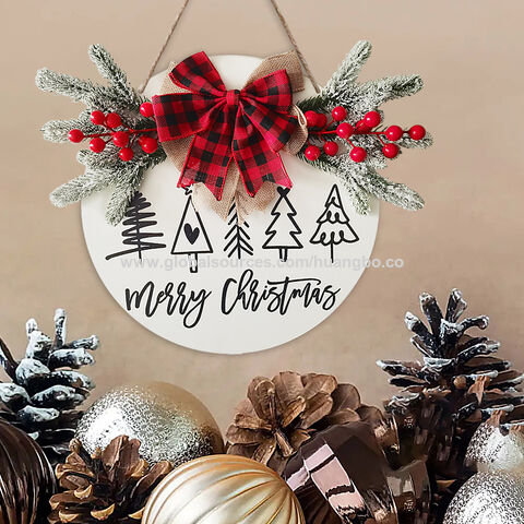 Christmas holiday decorations Christmas gloves door hanging round welcome sign Christmas party wooden door hangings