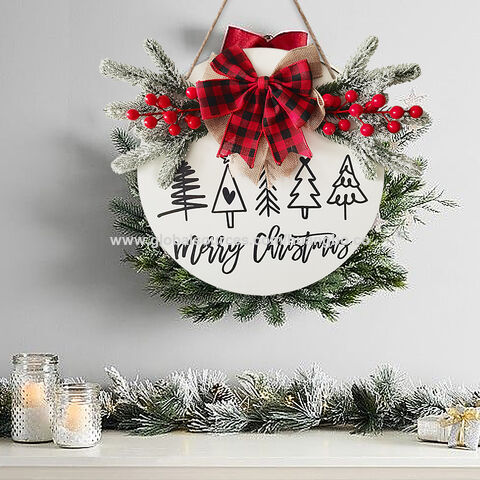 Christmas holiday decorations Christmas gloves door hanging round welcome sign Christmas party wooden door hangings