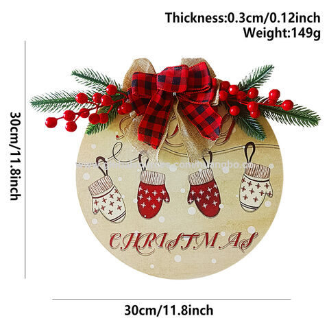 Christmas holiday decorations Christmas gloves door hanging round welcome sign Christmas party wooden door hangings