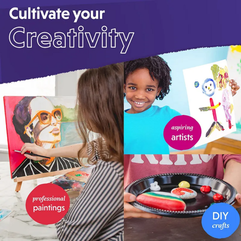 Kits de arte para niños al por mayor, juego de pintura acrílica no tóxica incluye 24 pinturas de 12 ml y 3 pinceles para arte para adultos y niños