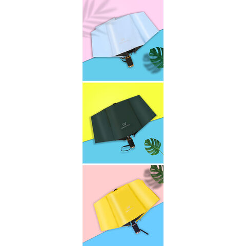 UV black rubber sunscreen sunny umbrella women triple folding advertising umbrella stocklots