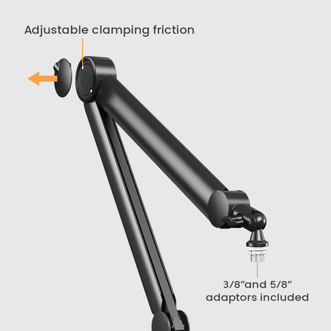 MDS13-1 Soporte de Micrófono Ajustable con Brazo de Tijera para Estudio, Escritorio, Mesa, Micrófono Profesional para Podcasting, Montaje con Brazo de Micrófono