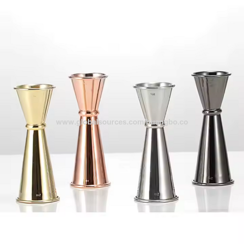 Jigger para Coctelería Doble, Jigger Japonés Premium de Acero Inoxidable 304, 2 OZ y 1 OZ con Vasos Medidores
