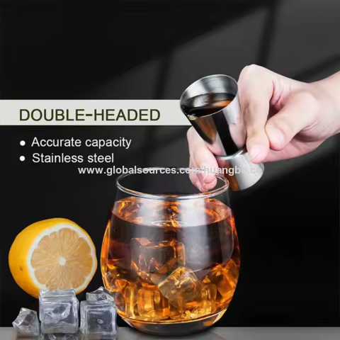 Jigger para Coctelería Doble, Jigger Japonés Premium de Acero Inoxidable 304, 2 OZ y 1 OZ con Vasos Medidores
