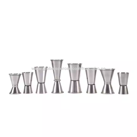 Jigger para Coctelería Doble, Jigger Japonés Premium de Acero Inoxidable 304, 2 OZ y 1 OZ con Vasos Medidores