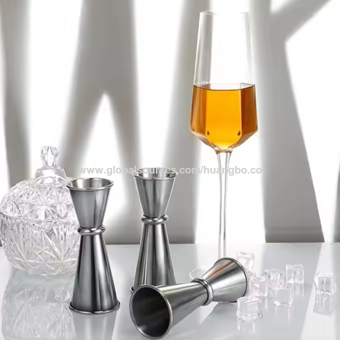 Jigger para Coctelería Doble, Jigger Japonés Premium de Acero Inoxidable 304, 2 OZ y 1 OZ con Vasos Medidores