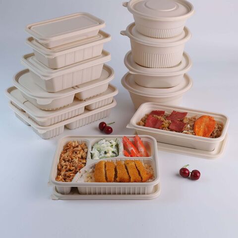 Lunchbox aus Maisstärke, biologisch abbaubar, Einweg - Ideal für Gastronomie und Großhandel