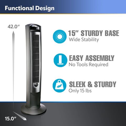 Ventilador de torre con control remoto oscilante de bajo consumo energético, 3 velocidades silenciosas, temporizador para dormitorio, sala de estar y oficina
