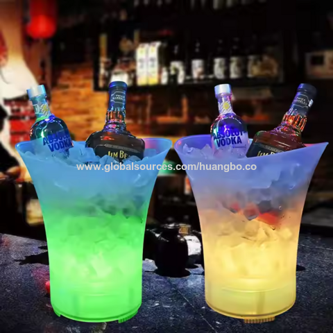 Cubo de Hielo LED de Plástico Impermeable para Bar, Discoteca, Iluminación para Champán, Whisky, Cerveza, Cubos para Fiestas