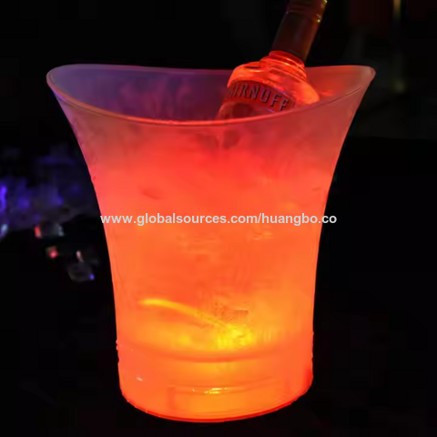 Cubo de Hielo LED de Plástico Impermeable para Bar, Discoteca, Iluminación para Champán, Whisky, Cerveza, Cubos para Fiestas