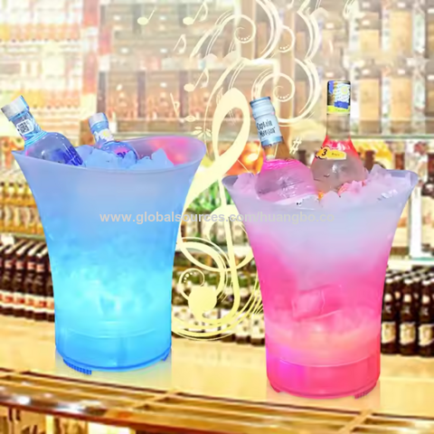 Cubo de Hielo LED de Plástico Impermeable para Bar, Discoteca, Iluminación para Champán, Whisky, Cerveza, Cubos para Fiestas