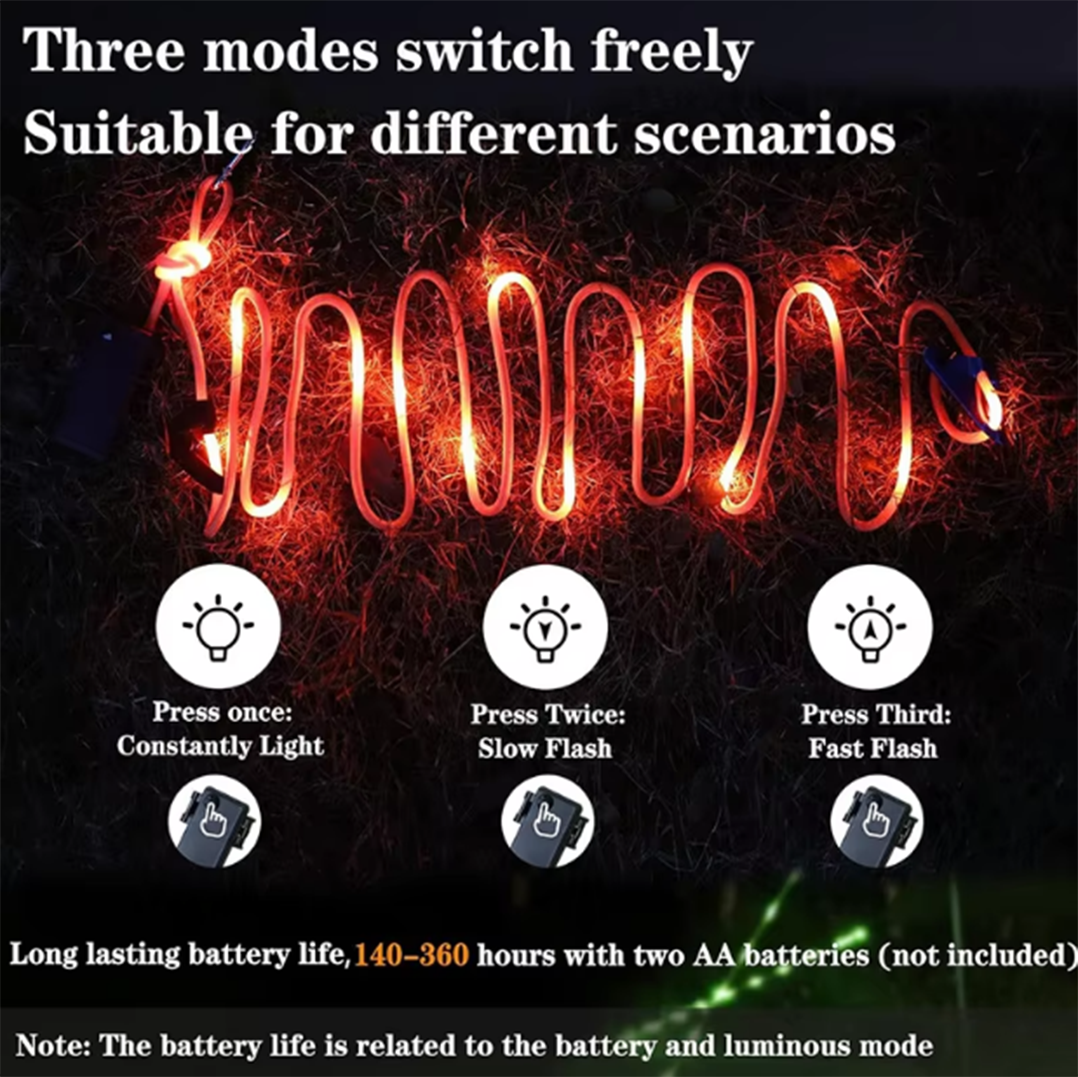 Outdoor Luminescent Windproof Rope Fixed Canopy Light Rope Tent Caution ...