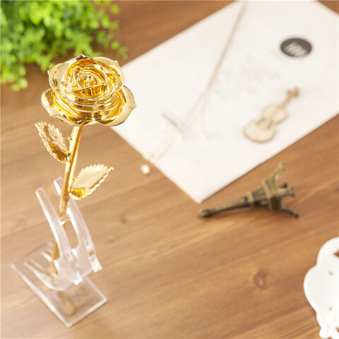 Bunga Mawar Asli Celup Emas 24k untuk Hadiah Premium Grosir