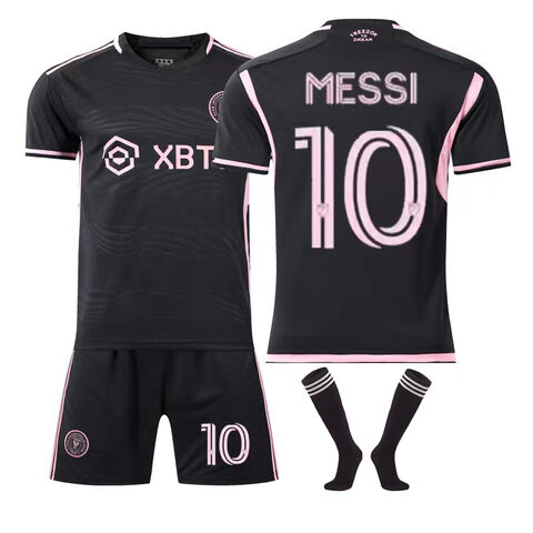 Camisola de futebol do Miami No. 10 Messi, principal e secundária, fatos de futebol para adultos e crianças, uniformes de futebol