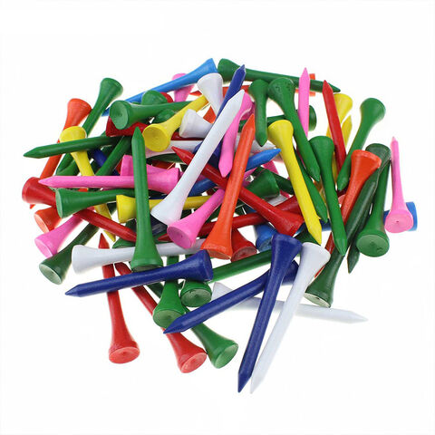 Tees de Golf Professionnels en Bois Naturel, Pack de Tees de Golf Multicolores
