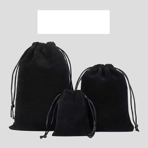 10 unidades Sacos de Veludo com Cordão para Lembrancinhas de Casamento, Bolsas de Tecido de Veludo para Joias (Preto)