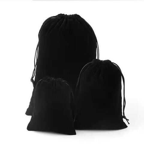 10 unidades Sacos de Veludo com Cordão para Lembrancinhas de Casamento, Bolsas de Tecido de Veludo para Joias (Preto)