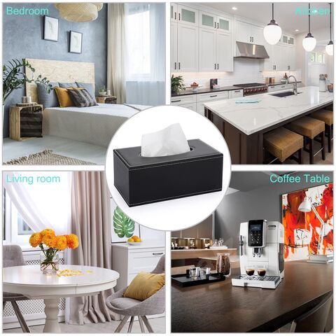 Caja de pañuelos rectangular de cuero, elegante, con fondo magnético, caja de pañuelos decorativa de PU