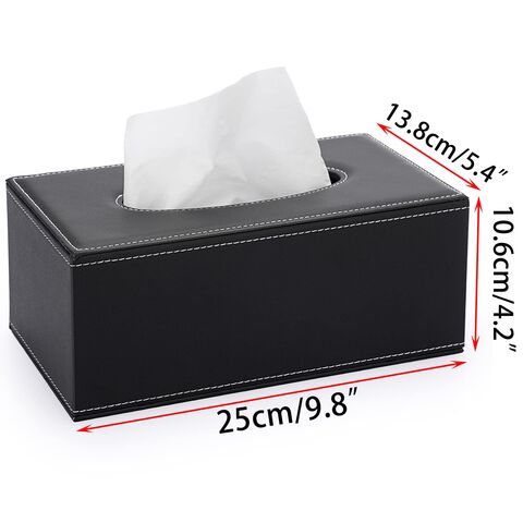 Caja de pañuelos rectangular de cuero, elegante, con fondo magnético, caja de pañuelos decorativa de PU