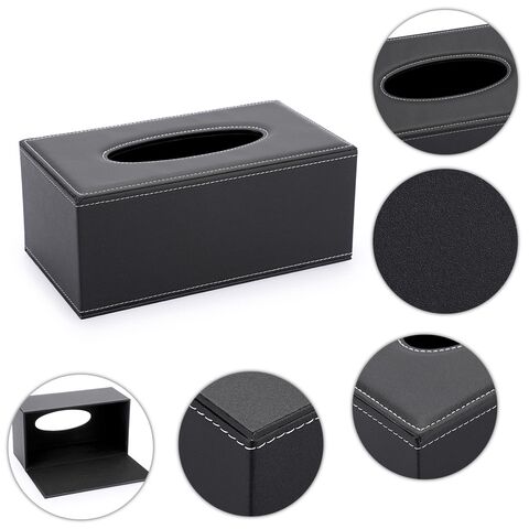 Caja de pañuelos rectangular de cuero, elegante, con fondo magnético, caja de pañuelos decorativa de PU