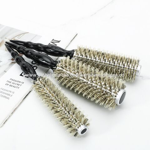 Cepillo de Pelo Profesional al por Mayor, Peines de Rodillo, Cepillo de Masaje con Cerdas de Jabalí, Cepillo de Pelo de Aluminio y Madera Negra