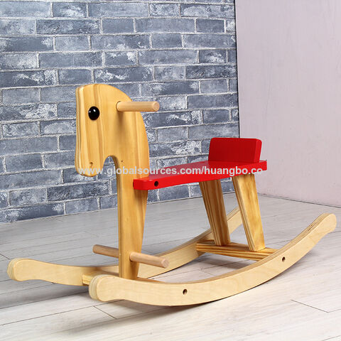 Caballo balancín infantil de madera para niños pequeños, juguete de madera para adultos, regalo de cumpleaños para bebés de un año, ideal para niños