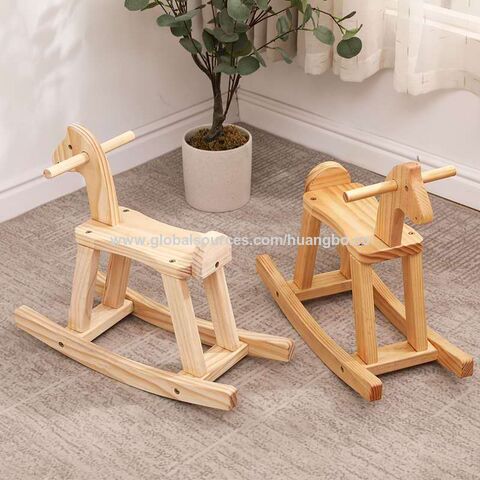 Caballo balancín infantil de madera para niños pequeños, juguete de madera para adultos, regalo de cumpleaños para bebés de un año, ideal para niños
