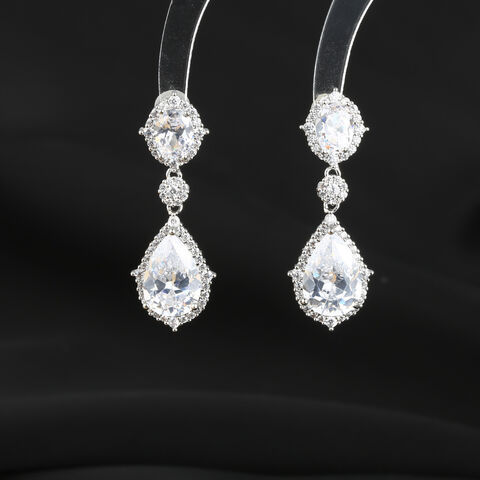 SISSLIA Brincos Longos de Noiva com Cristais Waterdrops Elegantes e da Moda para Mulheres, Brincos de Declaração para Casamentos, Acessórios de Joalheria