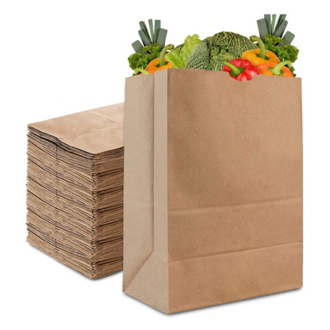 Benutzerdefinierte Kraftpapier-Tragetaschen für Lebensmittel, Supermärkte, Kleidung, biologisch abbaubare Papiertüten für Snacks