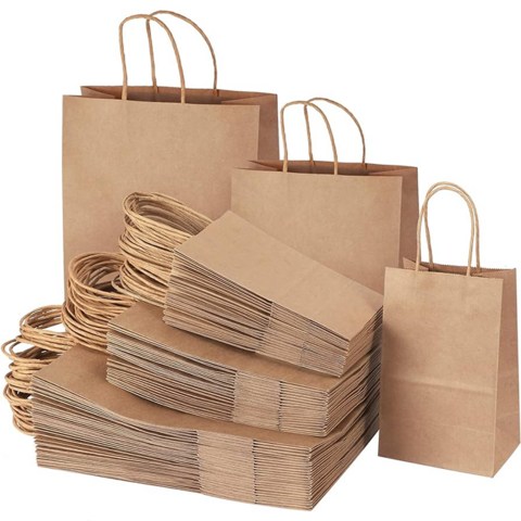 Benutzerdefinierte Kraftpapier-Tragetaschen für Lebensmittel, Supermärkte, Kleidung, biologisch abbaubare Papiertüten für Snacks