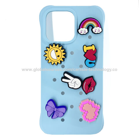 Funda de Teléfono de Silicona Suave con Agujeros y Adornos 3D de C-rocs, Accesorios Móviles para iPhone 16 Pro Max
