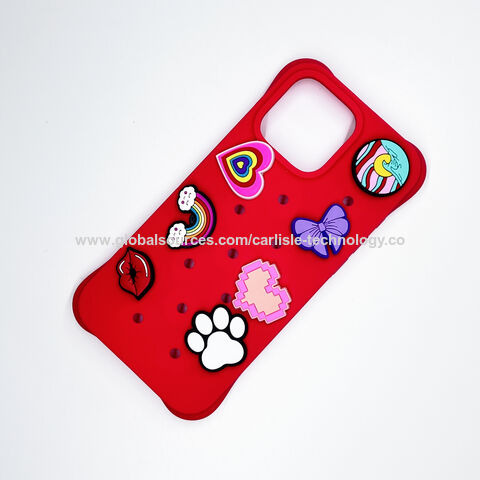 Funda de Teléfono de Silicona Suave con Agujeros y Adornos 3D de C-rocs, Accesorios Móviles para iPhone 16 Pro Max