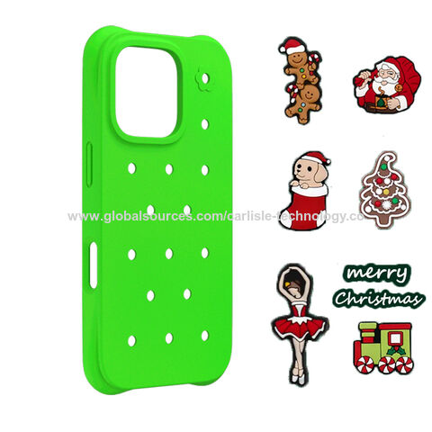 Funda de Teléfono de Silicona Suave con Agujeros y Adornos 3D de C-rocs, Accesorios Móviles para iPhone 16 Pro Max