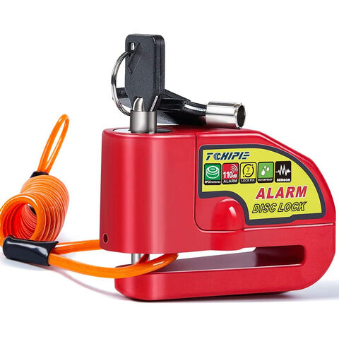Alarma de bloqueo de disco con cable recordatorio de 1.5M, candado antirrobo impermeable para motocicleta con alarma