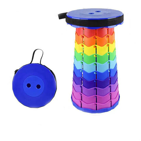 Taburete Plegable Telescópico Portátil de Plástico Resistente y Ajustable, Ecológico para Camping - Venta al por mayor