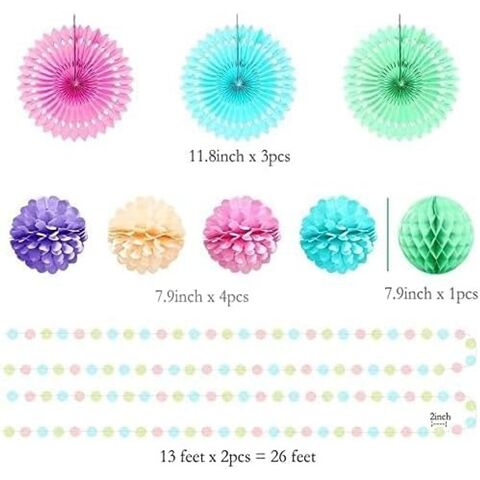 Guirlandes Suspendues en Nid d'Abeille, Pompons, Éventails en Papier pour Halloween, Diwali, Pâques, Goûter, Décor de Fond pour Baby Shower, Mariage de Printemps