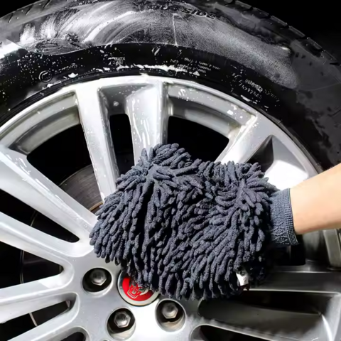 Guante de microfibra reutilizable para limpieza y detallado, lavable, para quitar el polvo y pelusas, sin rayones, manopla de chenilla para lavado y secado de coches