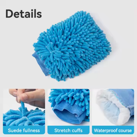 Guante de microfibra reutilizable para limpieza y detallado, lavable, para quitar el polvo y pelusas, sin rayones, manopla de chenilla para lavado y secado de coches
