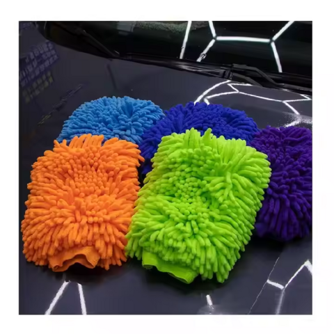 Guante de microfibra reutilizable para limpieza y detallado, lavable, para quitar el polvo y pelusas, sin rayones, manopla de chenilla para lavado y secado de coches