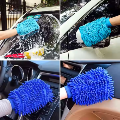 Guante de microfibra reutilizable para limpieza y detallado, lavable, para quitar el polvo y pelusas, sin rayones, manopla de chenilla para lavado y secado de coches