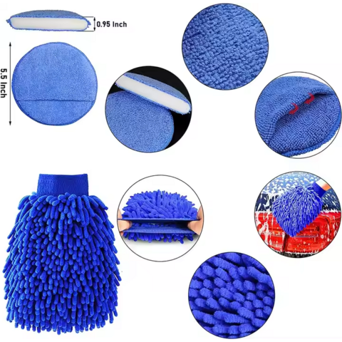 Guante de microfibra reutilizable para limpieza y detallado, lavable, para quitar el polvo y pelusas, sin rayones, manopla de chenilla para lavado y secado de coches